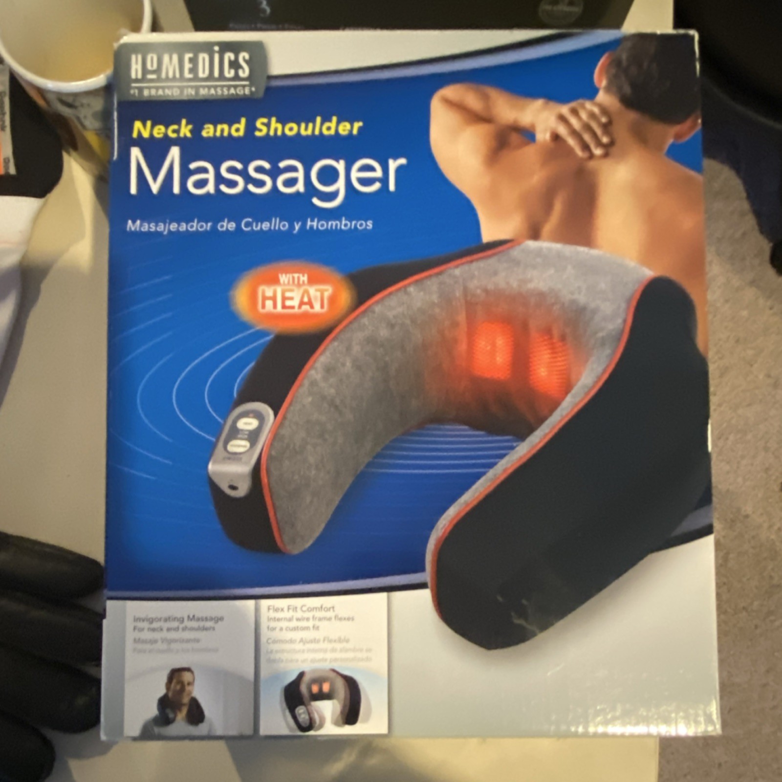 HoMedics Heated Neck & Shoulder Massager Gray Black Flex Fit NMSQ-200J-2