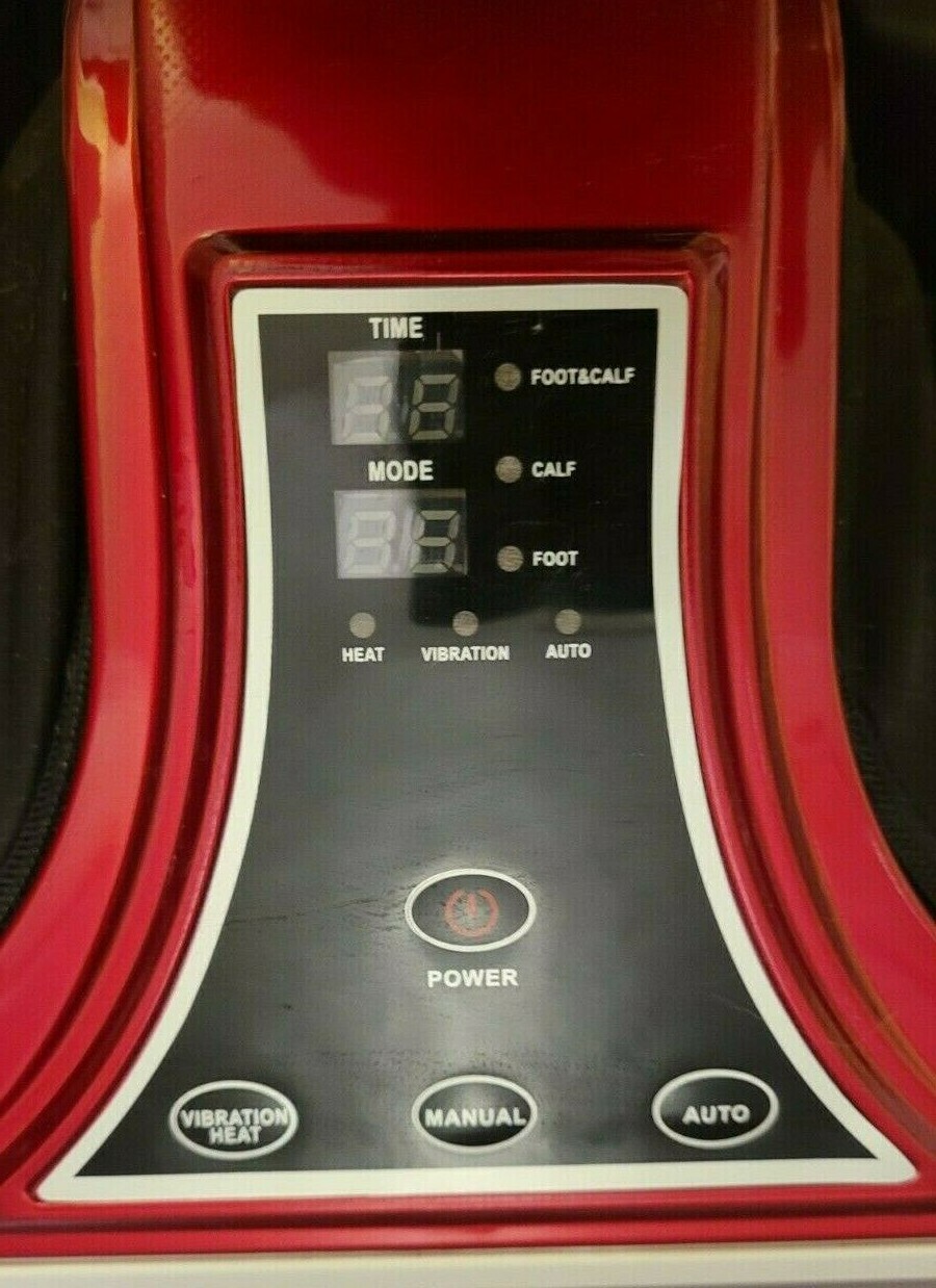 Red Shiatsu Kneading Rolling Vibrating Heating Foot Spa Calf Ankle Leg Massager