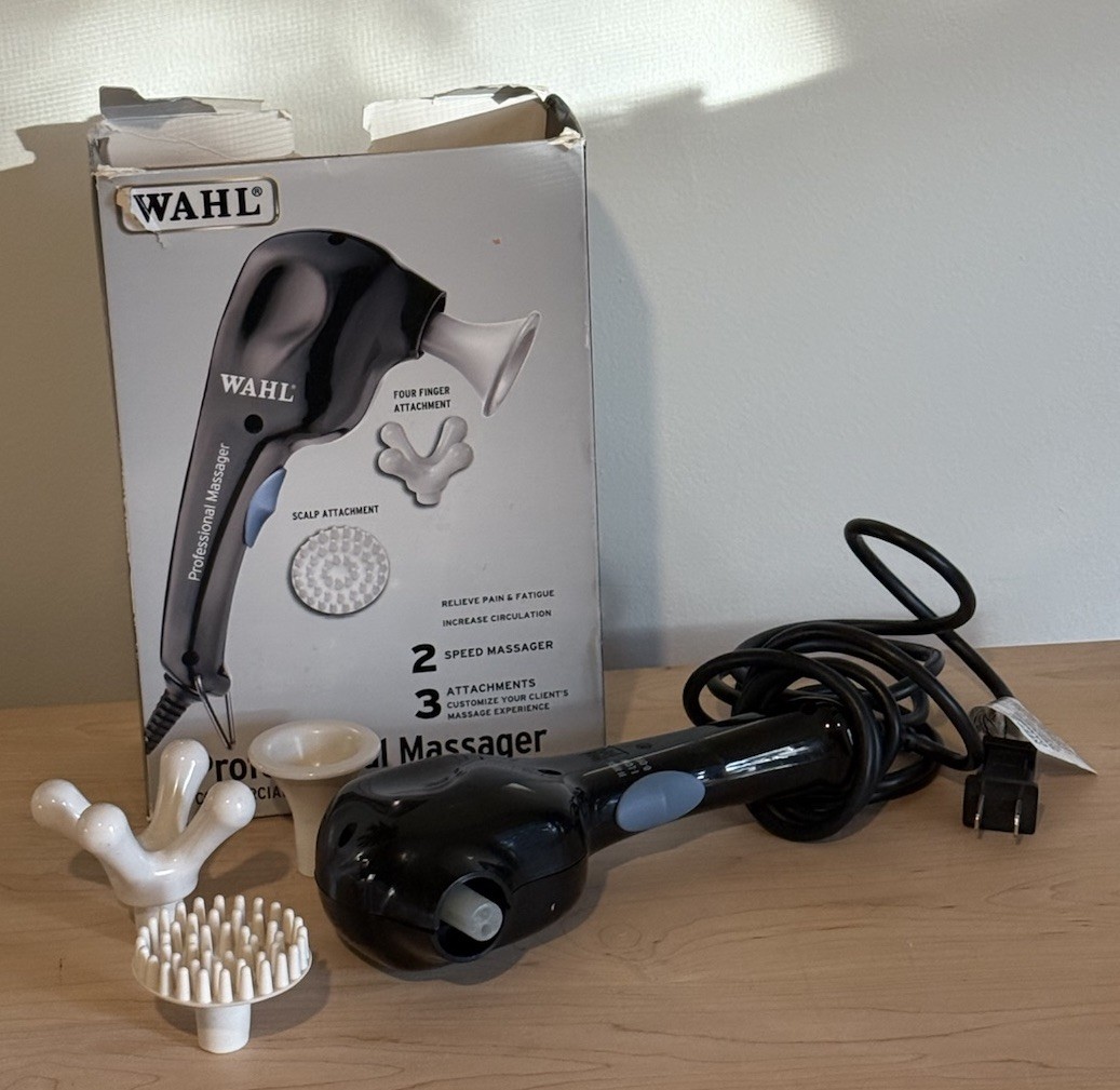 Wahl Prof Electric Head & Scalp Massager #04120-1701 with 3 Attachment Heads