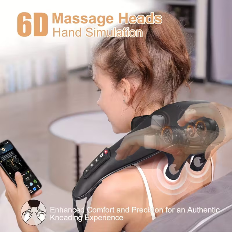 Neck Massager Heat 6D Shiatsu Neck Shoulder Massager Deep Tissue Back