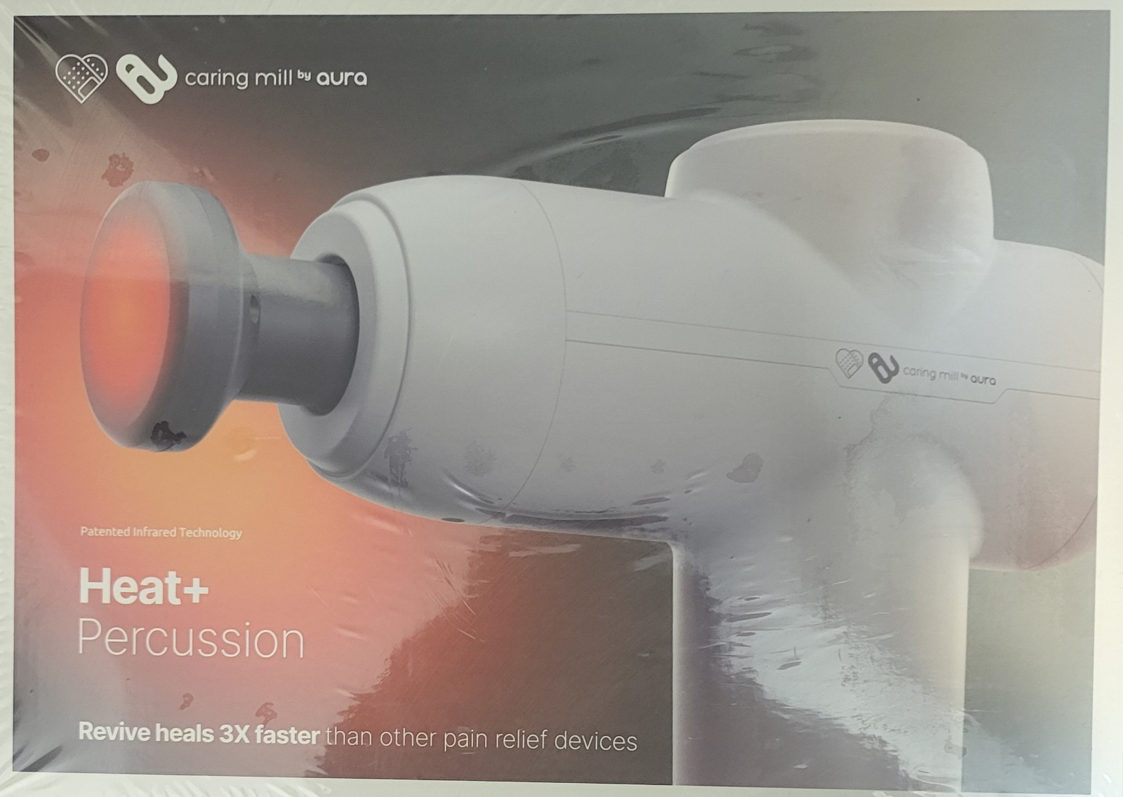 Caring Mill By Aura Heat+ Percussion Revive Deep Muscle Pain Relief Device AR40