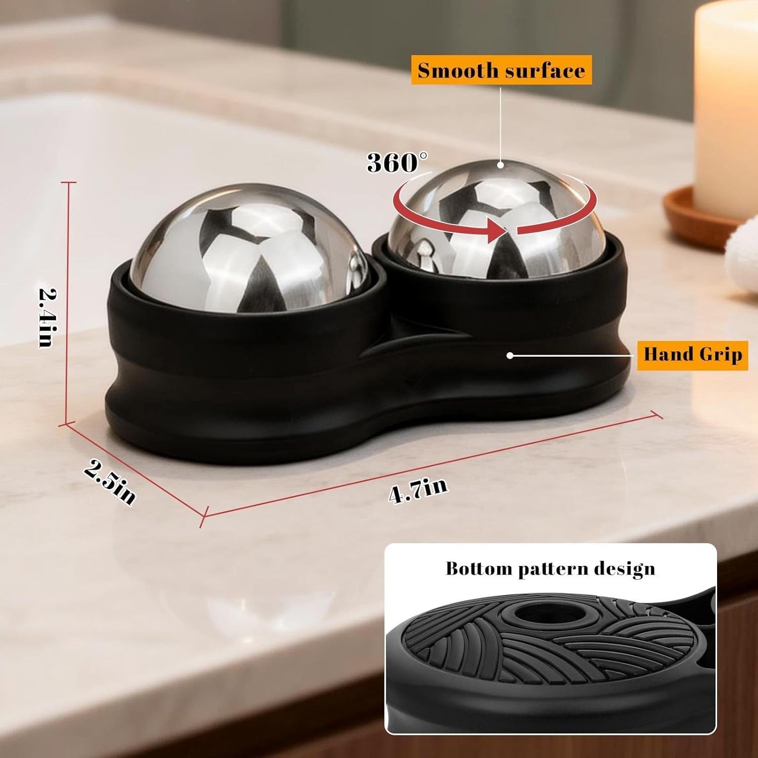 Stainless Steel Massage Roller Double Ball – Ice Therapy Muscle Pain Relief, Sor