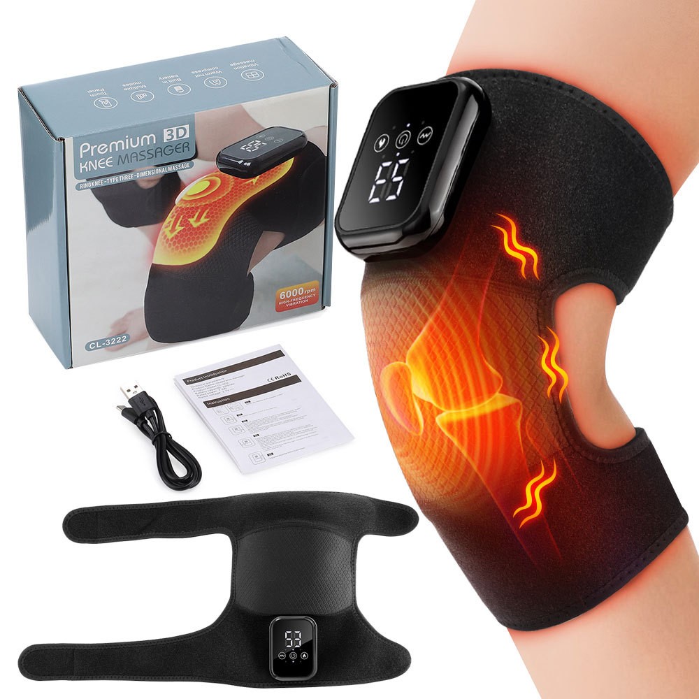 Electric Knee Massager for Pain Relief with 3 Vibration Modes, 3 Heating Levels