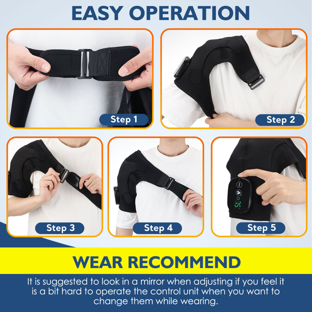 Electric Heating Vibration Shoulder Brace Joint Pain Relief Massager Wrap Belt