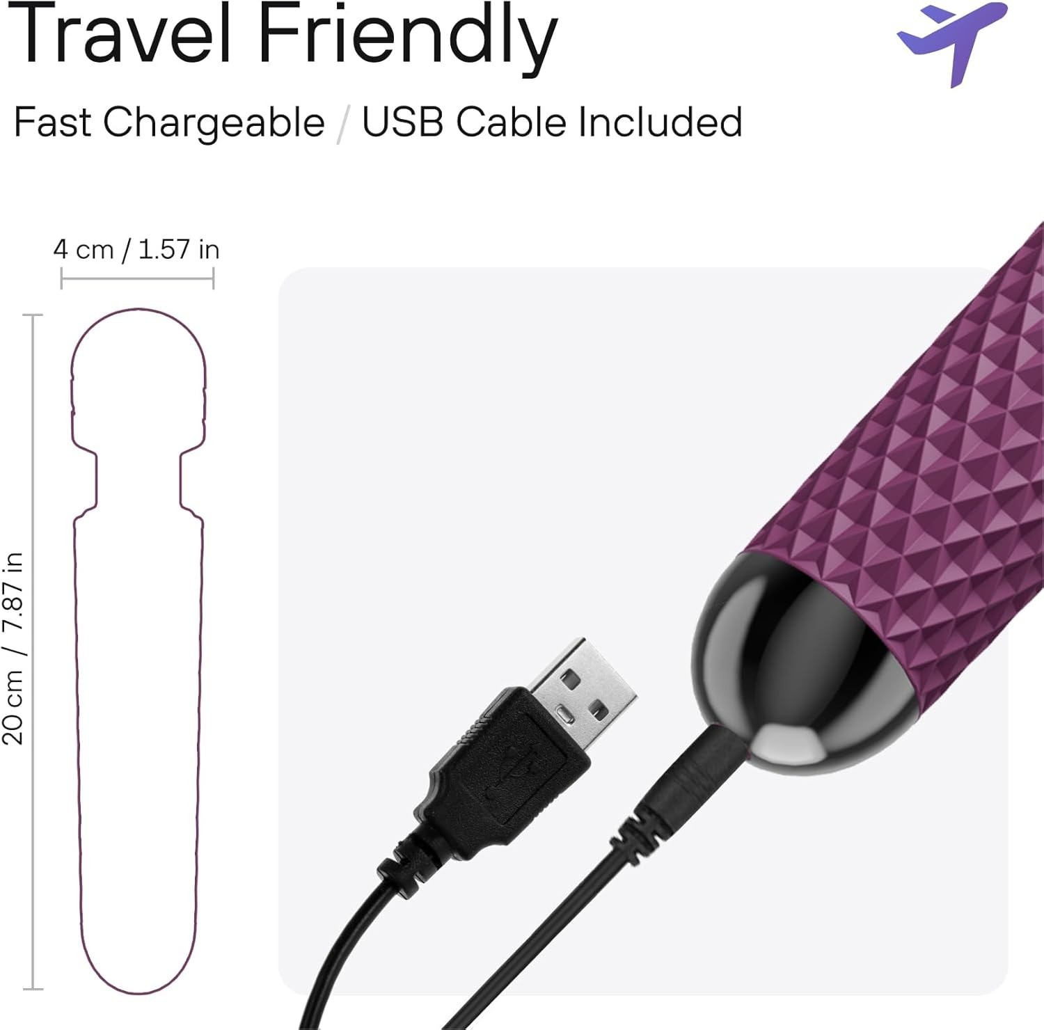 Portable Wand Massager with Quiet Operation, 20 Patterns and 8 Adjustable Speeds