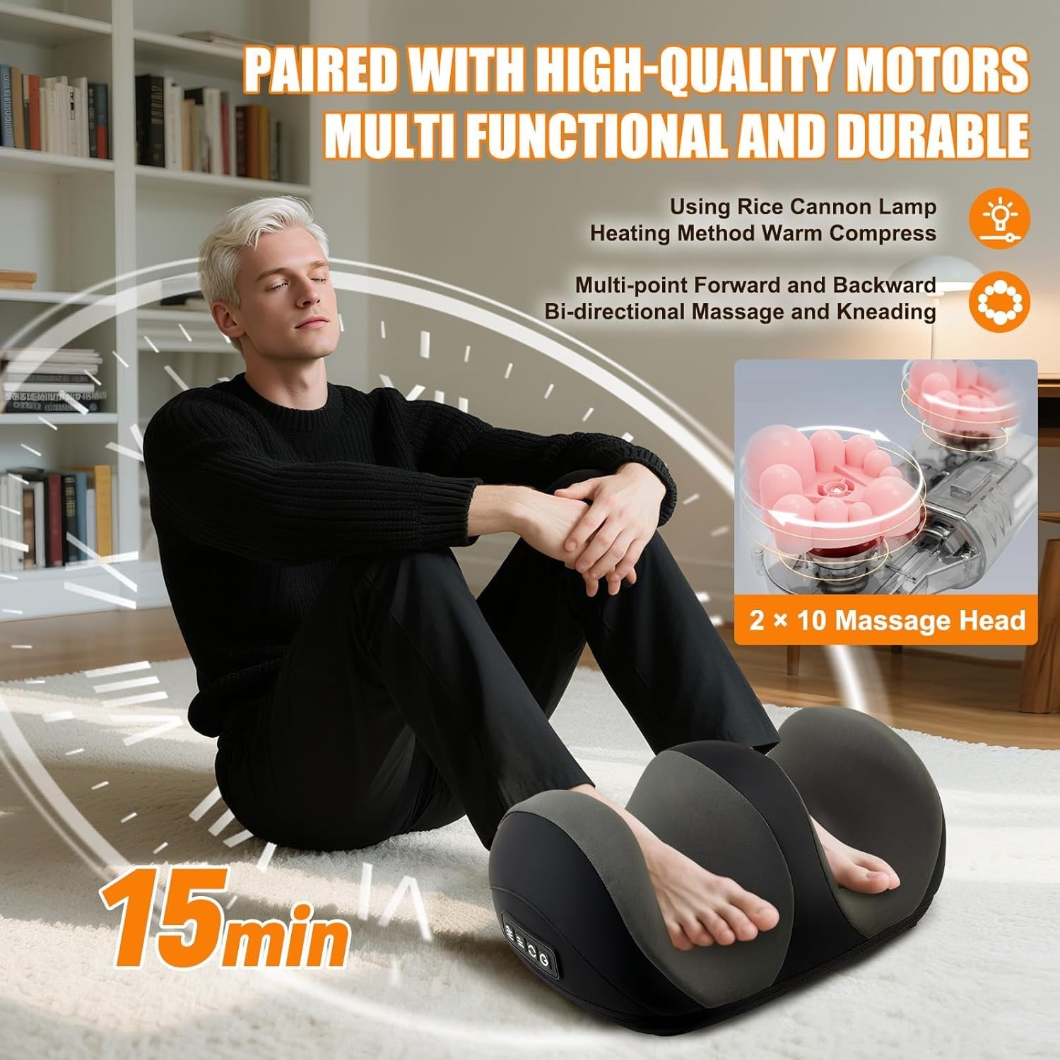 Shiatsu Foot Massager with Heat, Electric Calf Leg Massage Machine Relax