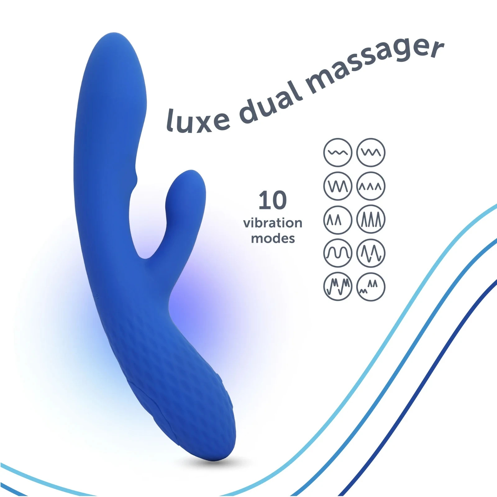 Vibrating Dual Luxe Rabbit, Stroking Bead, 10 Vibration Settings, Waterproof