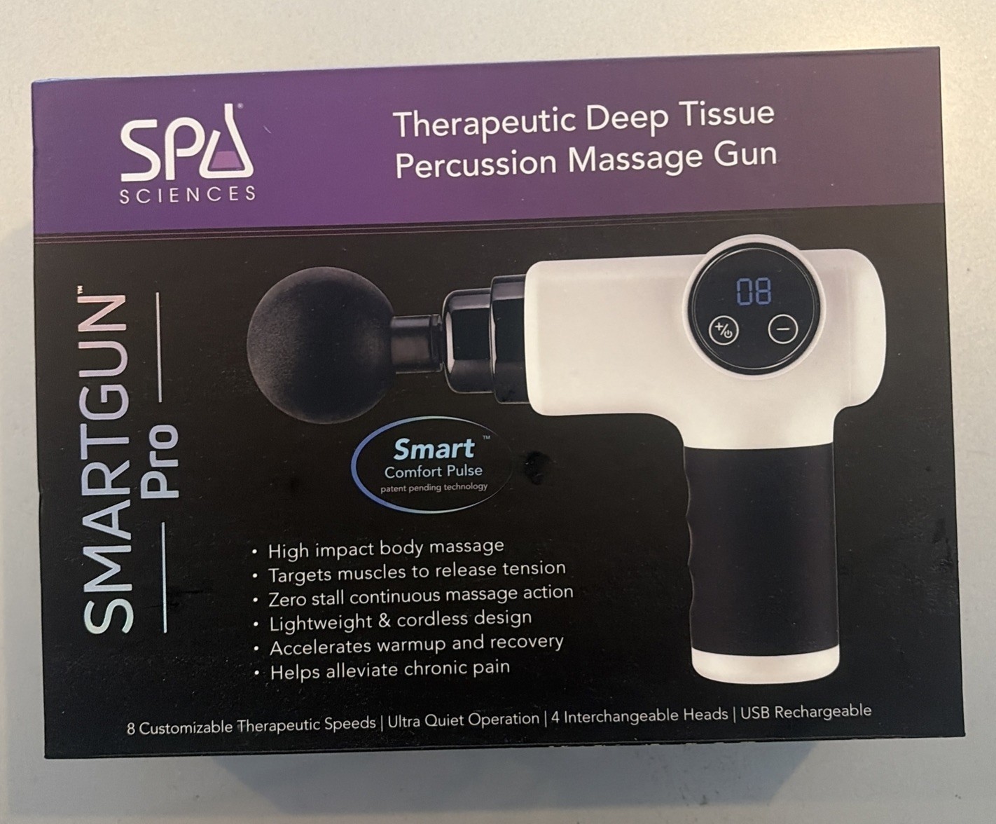 SPA SCIENCES SMARTGUN PRO DEEP TISSUE MASSAGE GUN BRAND NEW
