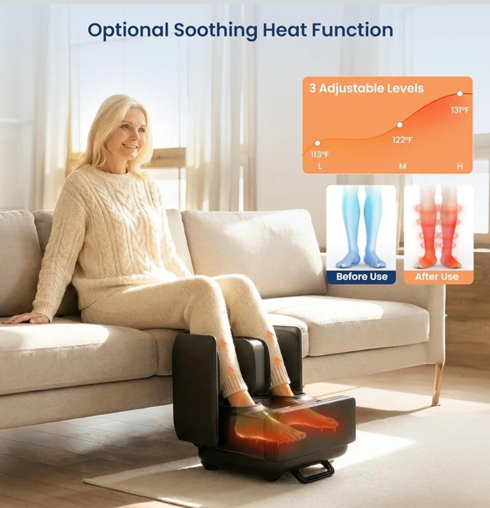 COMFIER 2 in 1 Foot Massager Machine Shiatsu Foot / Calf Massager Foot Rest Heat