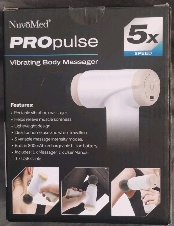 (4) NuvoMed PROpulse Vibrating Body Massager 5 Speeds Rechargeable Battery USB