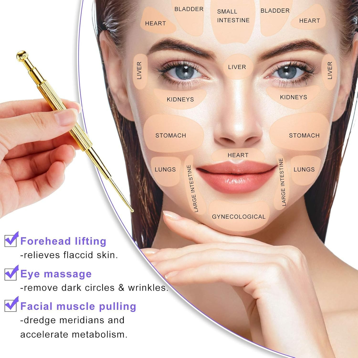 2 Pieces Facial Reflexology Massage Tool Retractable Acupuncture Pen, Stainle…