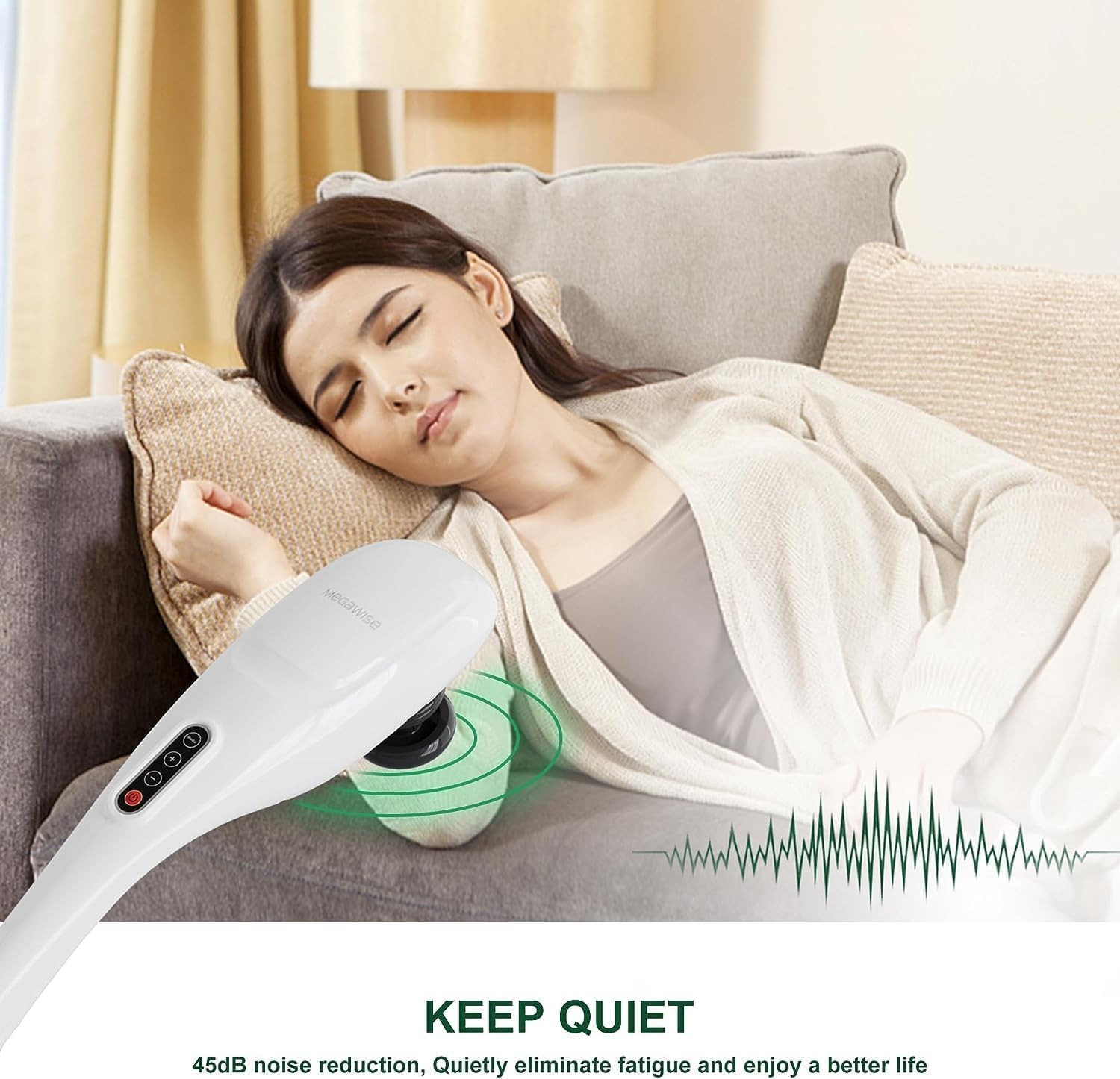 Megawise Cordless Back Massager For Shoulders Waist Legs Rechargeable 3200Mah