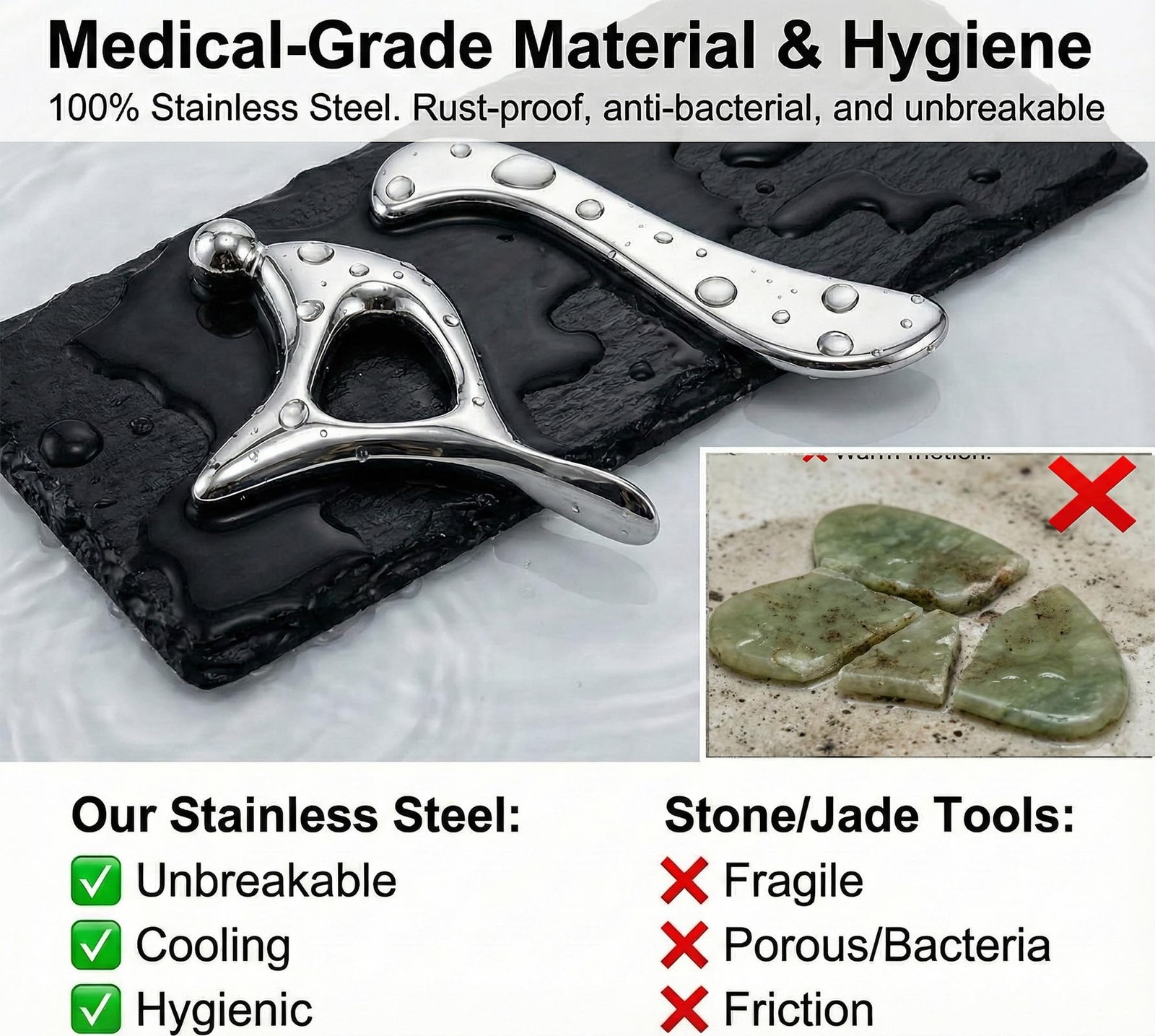 Stainless Steel Muscle Scraper Tool Set – 4Pcs Massage Scraper Tool Gua Sha f…