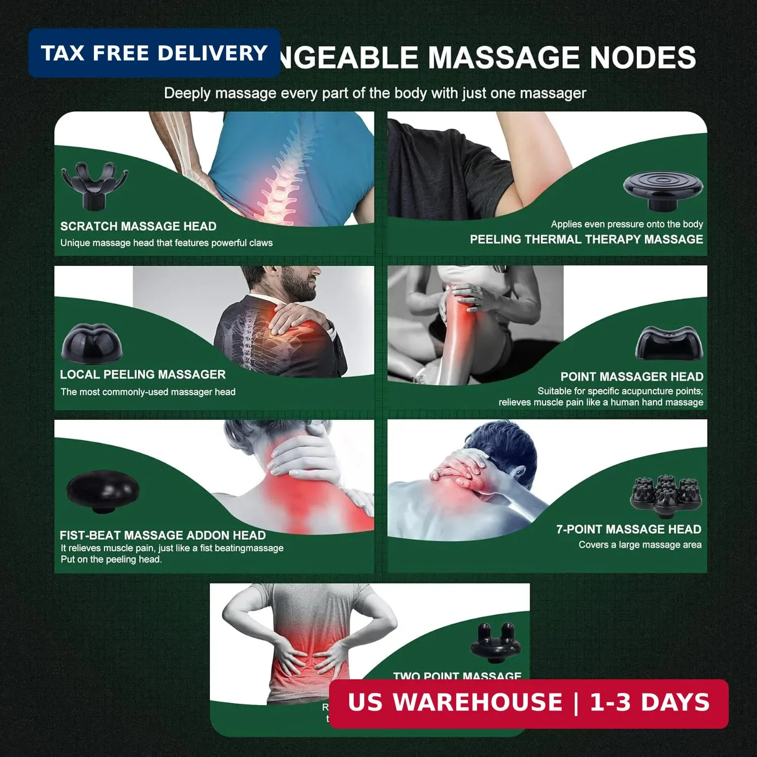MEGAWISE Handheld Back Massager | Deep Tissue Percussion Relief for Back, Neck,