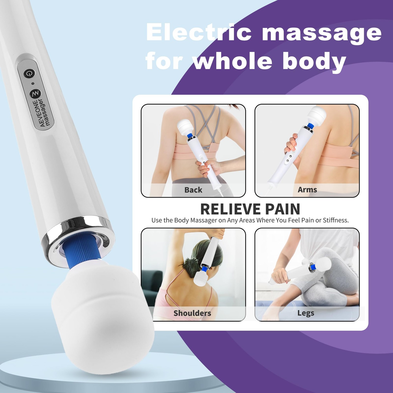 AEVEONE Wired Powerful Handheld Wand Massager, Strong Personal Vibration Mass…