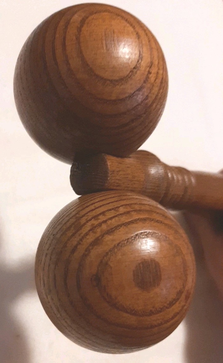 SOLID OAK WOOD BACK ROLLER MASSAGER 9 in Handle FULL BODY MUSCLE BACK FOOT LEG