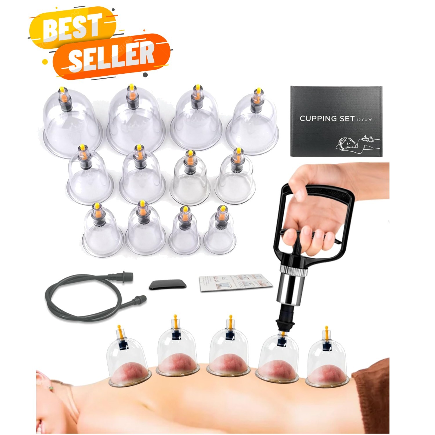 Cupping Kit for Massage Therapy Set with Pump 12 Massage Cups for Cellulite R…
