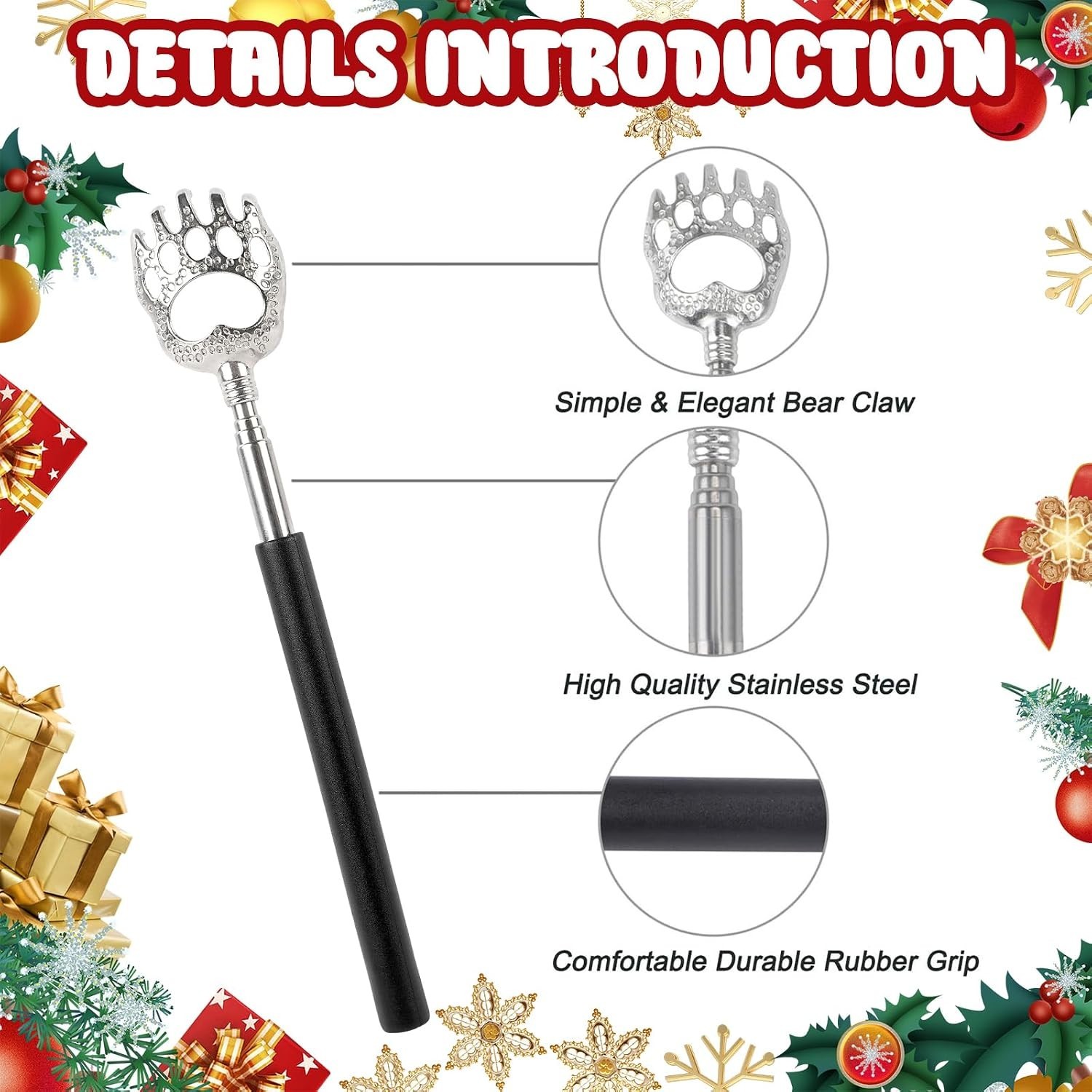 Back Scratcher 23in Extendable Stainless Steel Telescoping 3Pcs