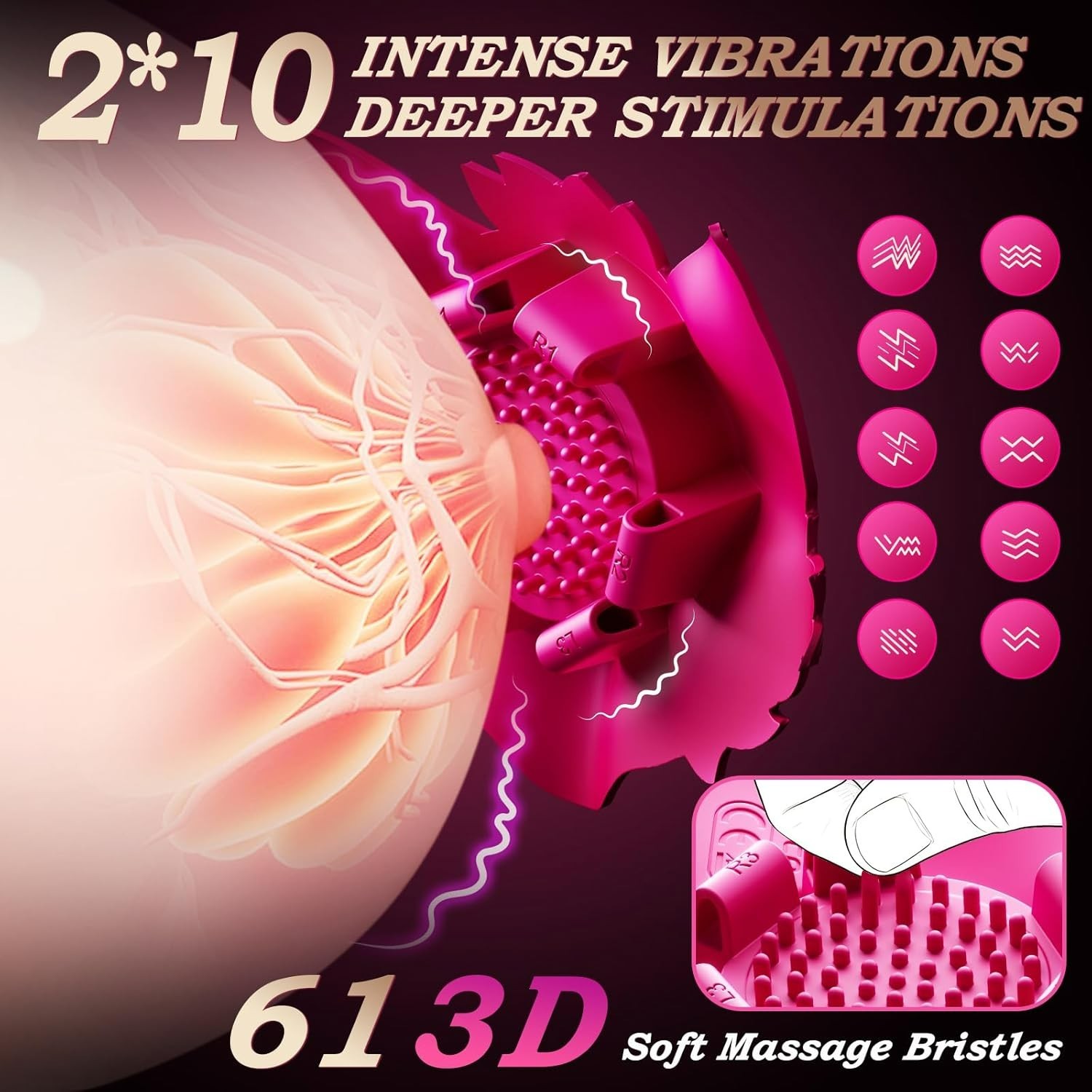 Clit Sucking G-spot Vibrator Oral Tongue Licking Brush Dildo Sex Toys for Women