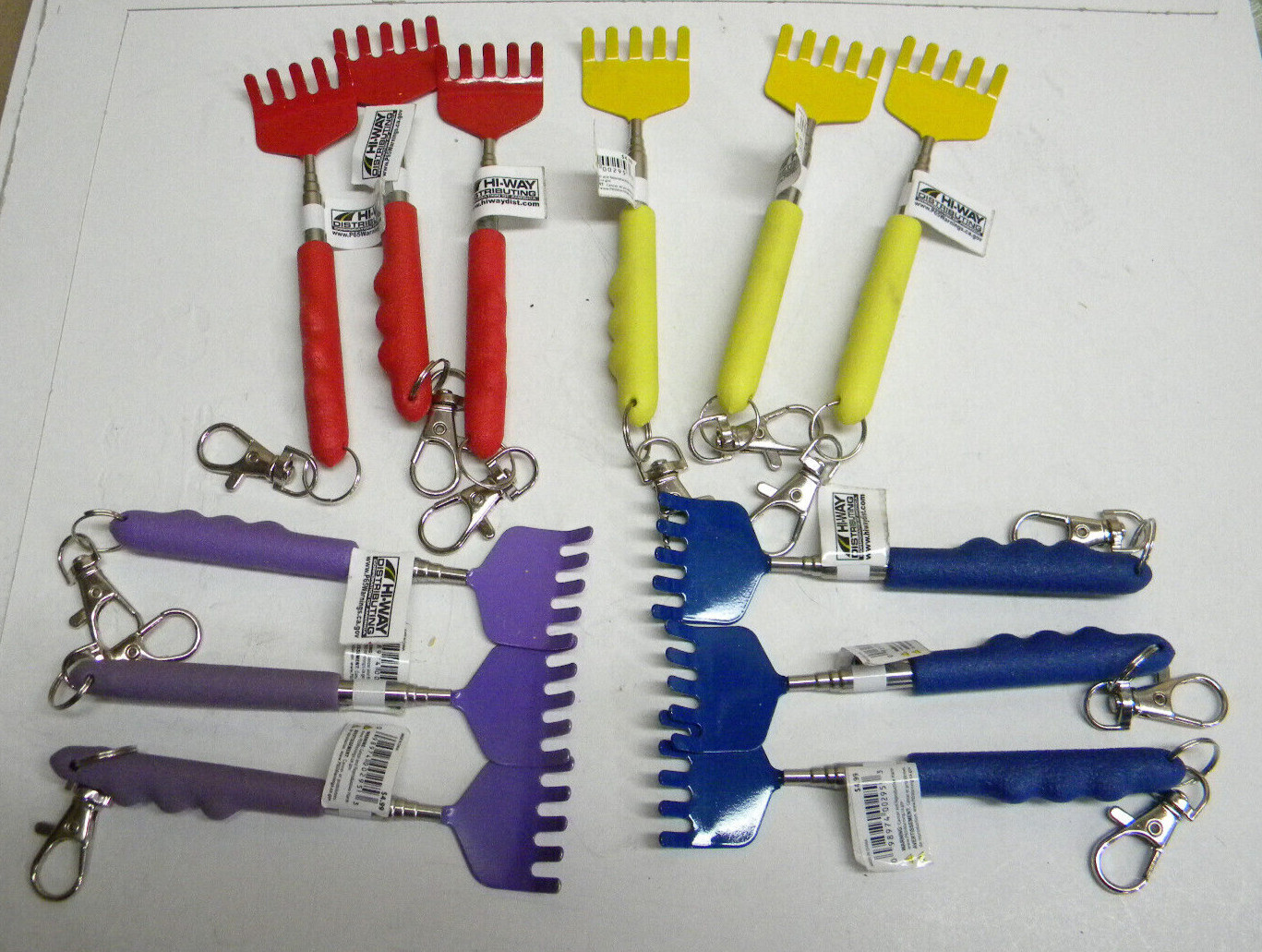 Extendable Telescoping Back Scratcher w/Clip ~Lot of 12 ~ Red,Yellow,Blue,Purple