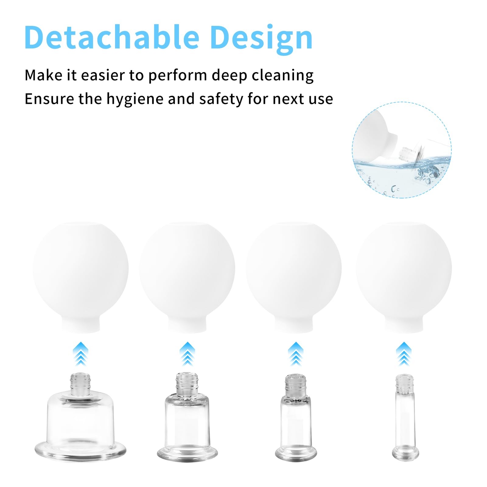 Meifuly Facial Cupping Set, 4 PCS Silicone Vacuum Suction Face Massage White