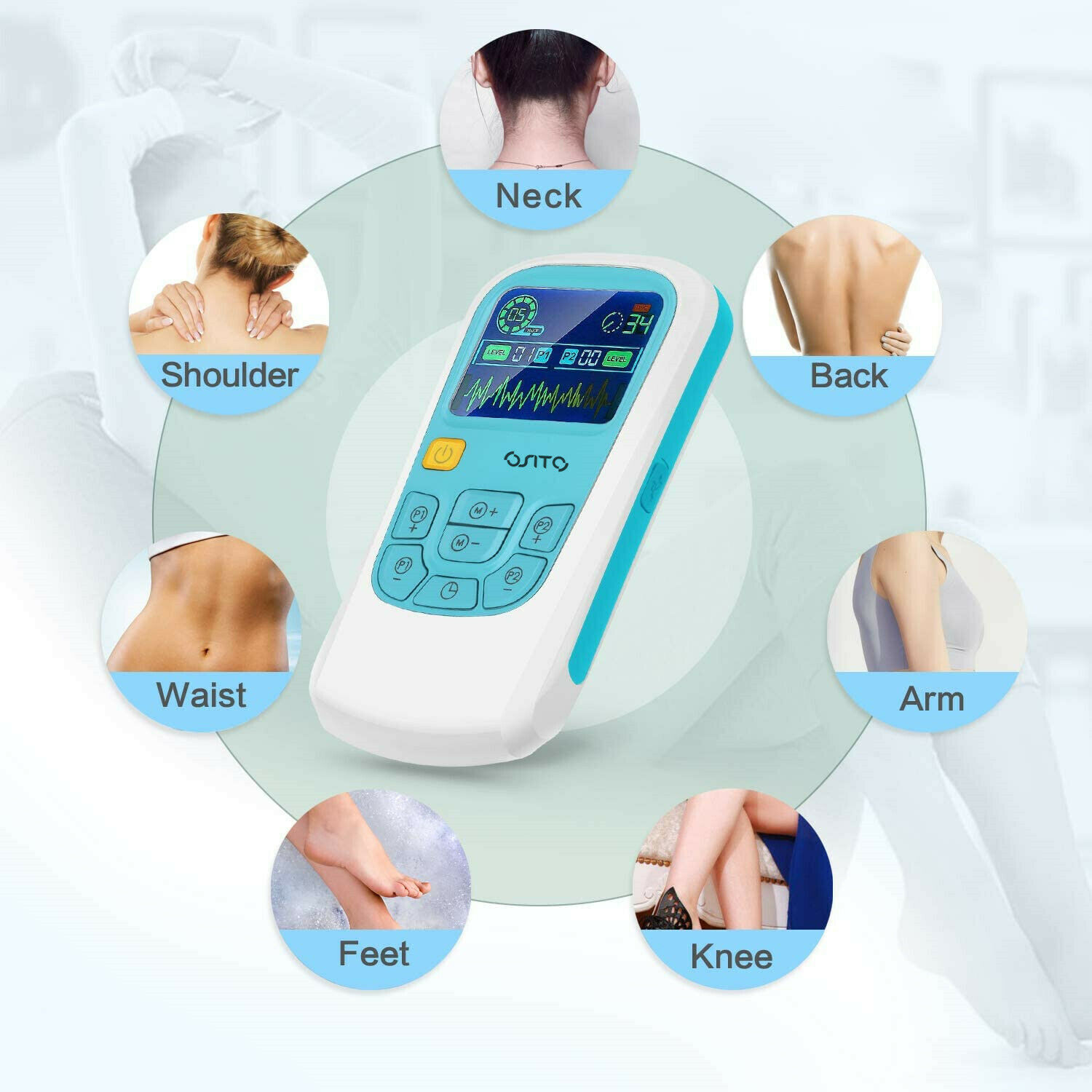 OSITO TENS EMS Unit Lightweight Pulse Back Body Massager Nerve Pain Reliever USA