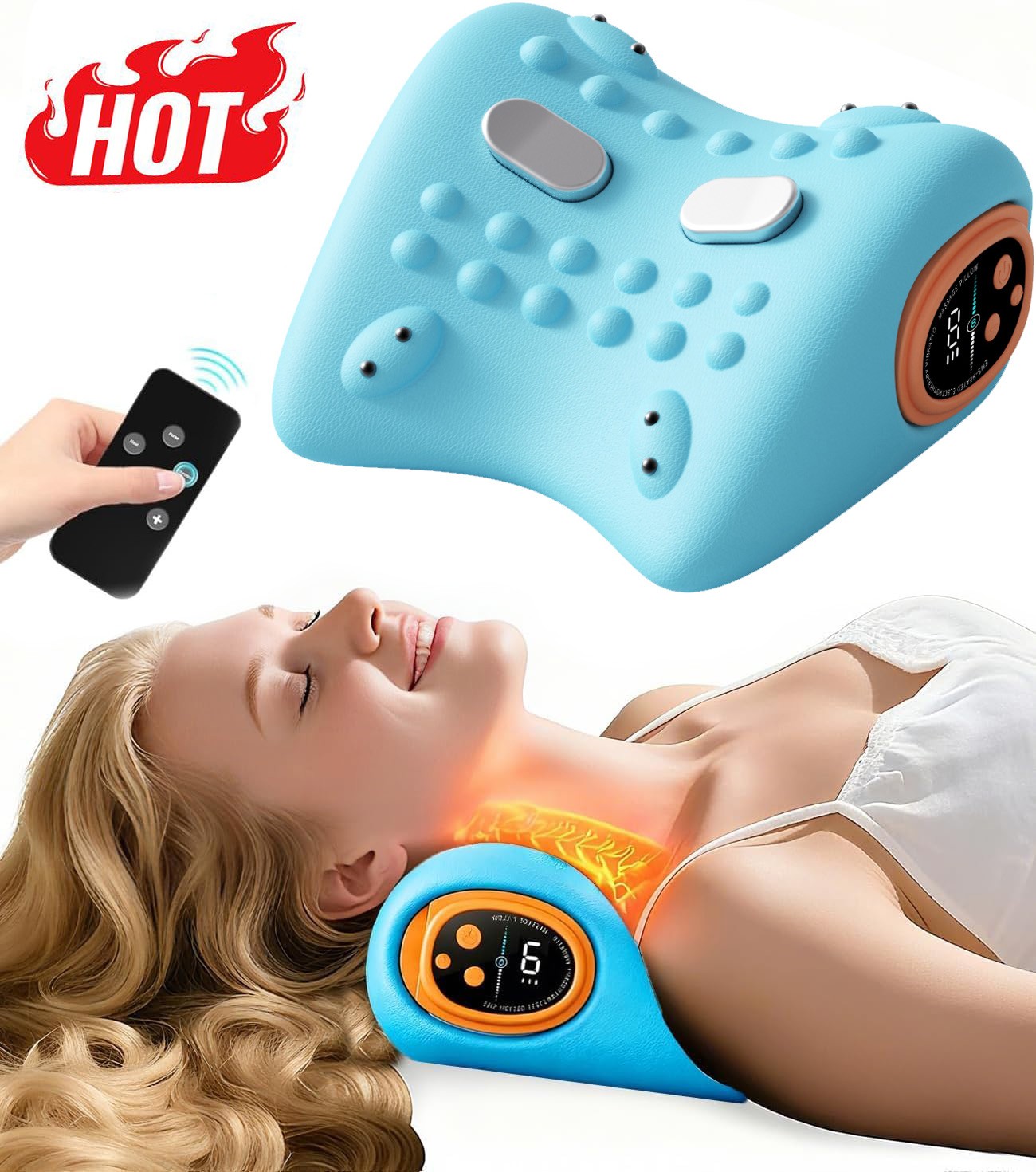 Neck Massager for Pain Relief Deep Tissue Massager w/ Heat with Wireless Control