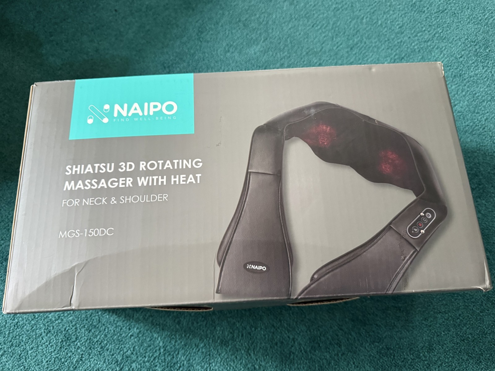 NAIPO MGS-150DC SHIATSU 3D ROTATING MASSAGER WITH HEAT FOR NECK & SHOULDER