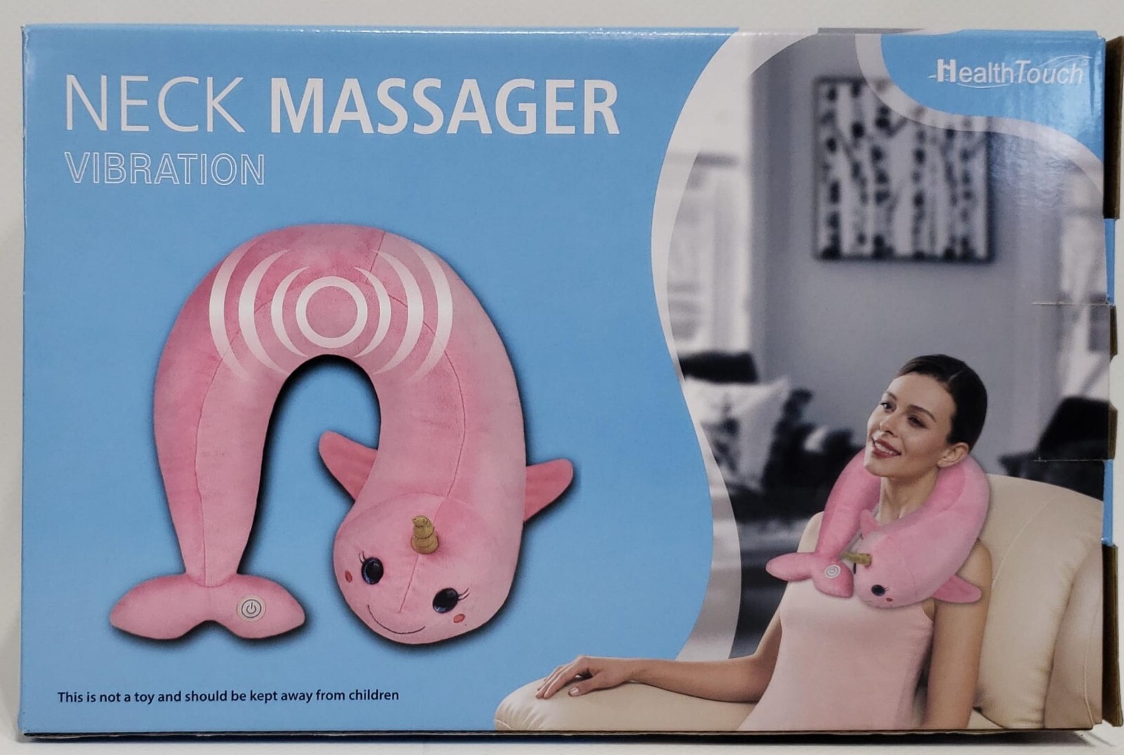 Health Touch Unicorn Neck Massager with Relaxing Vibration Pink