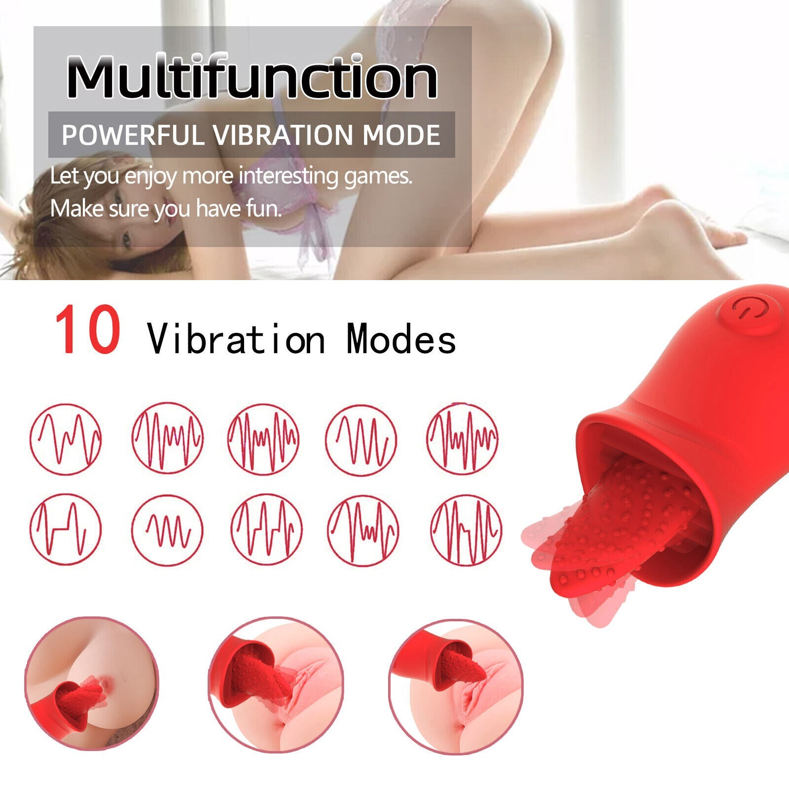 Vibration-Licking-Vibrator-Women-Massager-Female Mute USB Waterproof 10 Modes