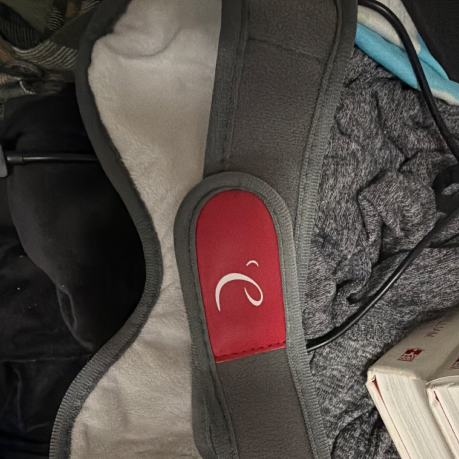 Gray Red Corded Electric Massage Belt for Back Shoulder Neck Fabric Used