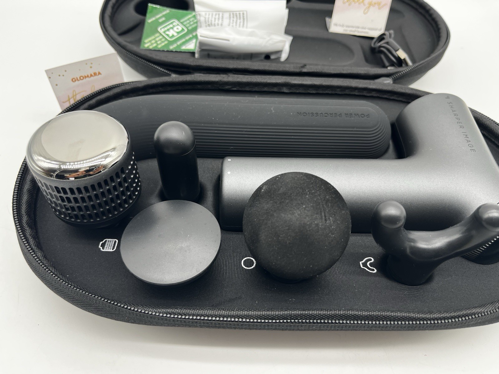 Sharper Image Power Percussion Massager Hot Cold Reach Deep Tissue Kit Set