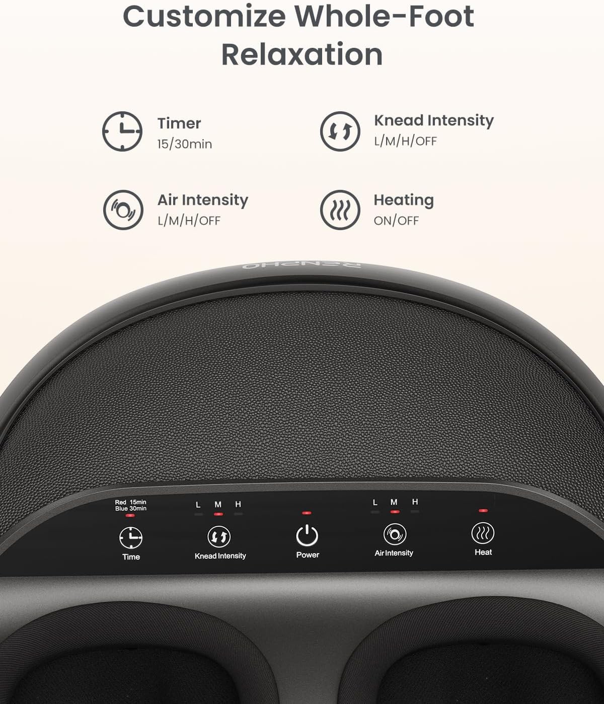 RENPHO Full Foot Massager Machine, 2026 Upgraded Shiatsu Foot Massager with Heat