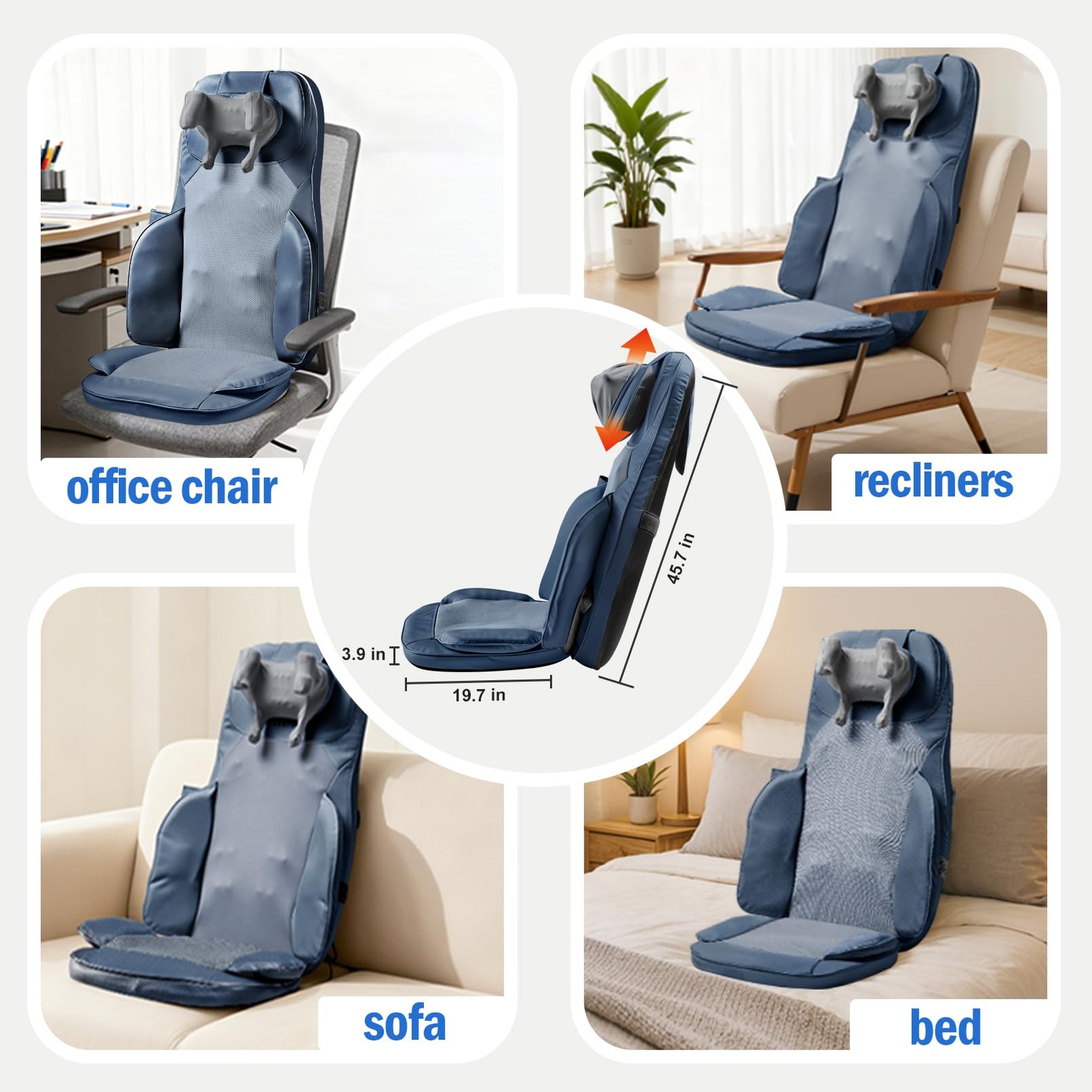 BWPIWPR Shiatsu Massage Cushion for Neck and Back with Heat – 4D Kneading, Vi…
