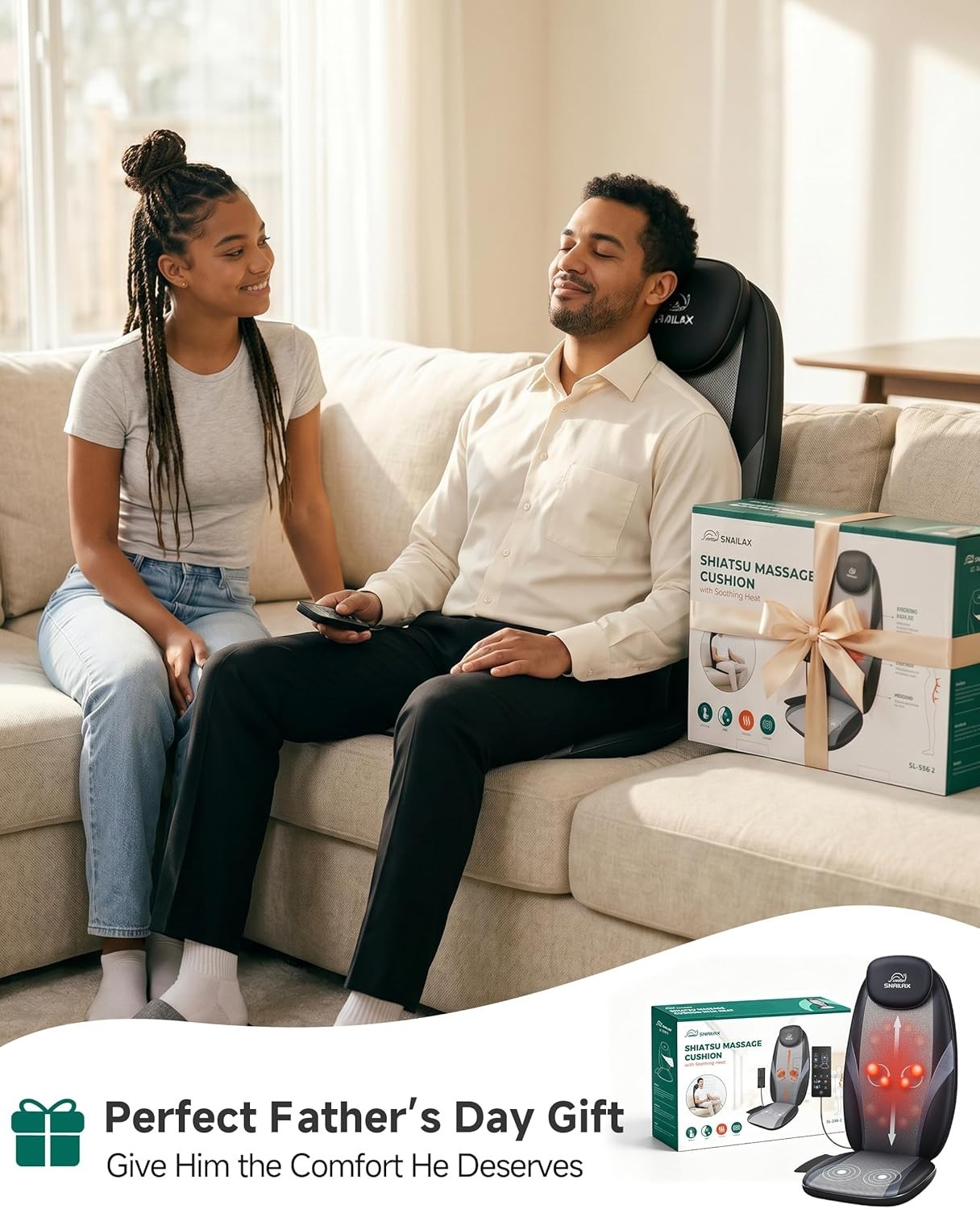 Shiatsu Back Massager with Adjustable Heat & Vibration for Total Comfort