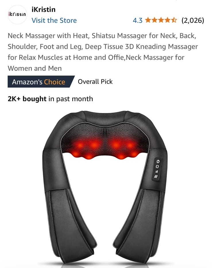 iKristin Neck Massager with Heat Shiatsu Massager for Neck Back Shoulder Foot…