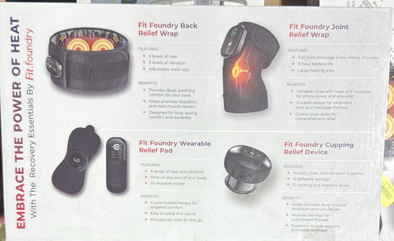 Fit Foundry 4-in-1 Heat & Massage Recovery Pack for Relief