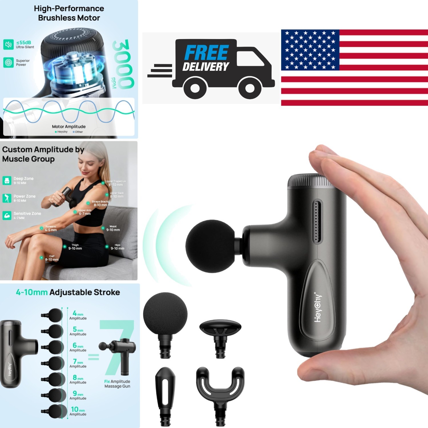 Cordless Handheld Massager with Auto Shut-off for Muscle Recovery and Relaxation