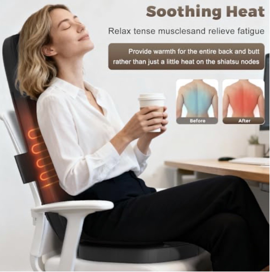 belhope Shiatsu Neck and Back Massager with Heat, 4D Kneading Back Massager