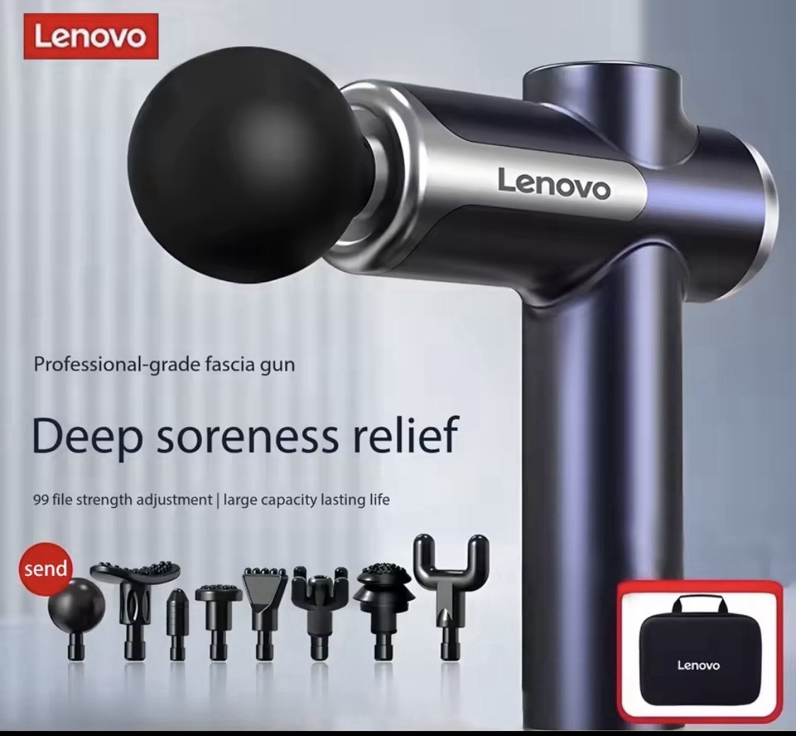 Lenovo Massage Gun Handheld Rechargeable 8 Heads Percussion Pain Relief w/ Case