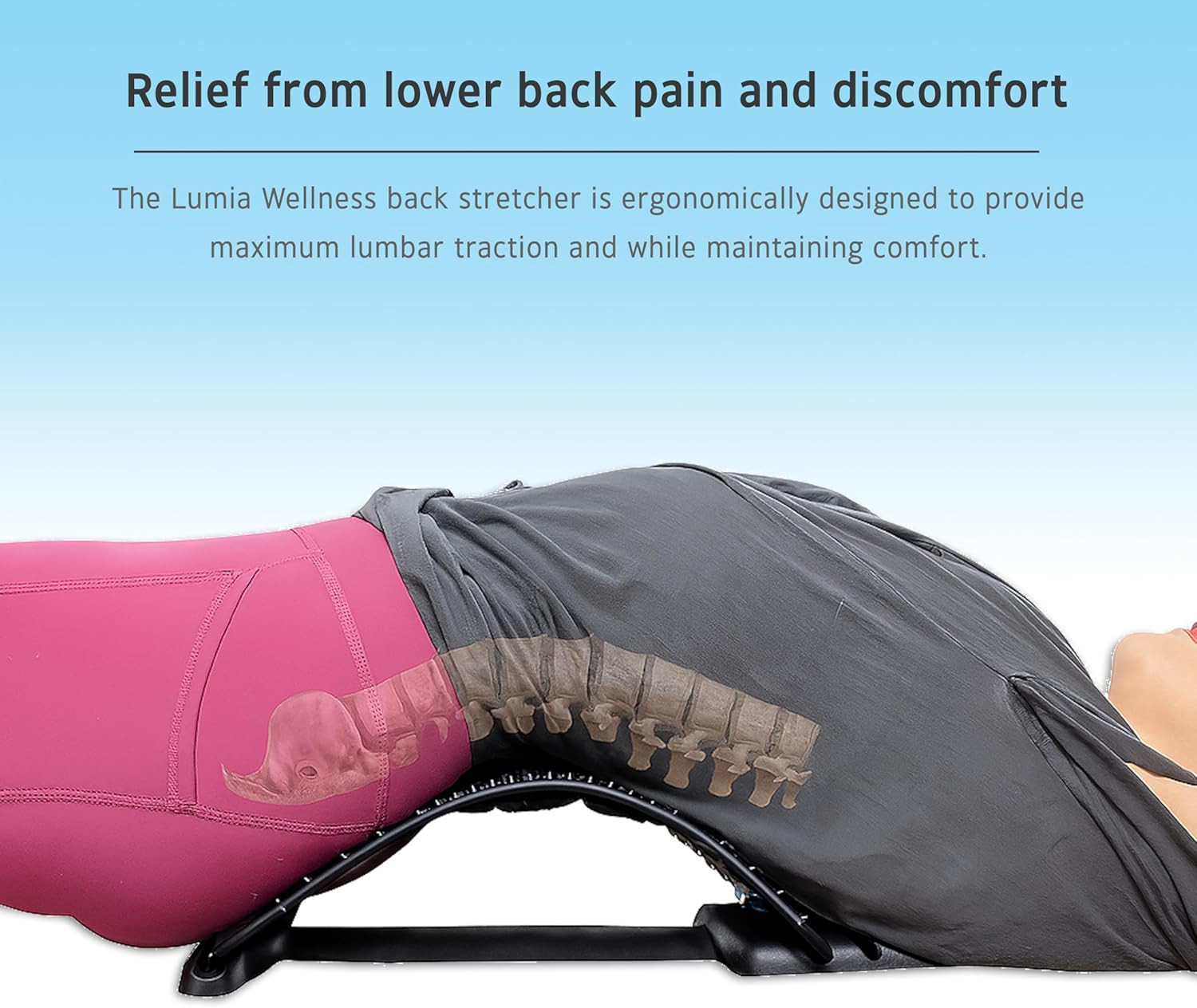 Lumia Wellness 3-Level Adjustable Back Stretcher for Lower Back Pain Relief