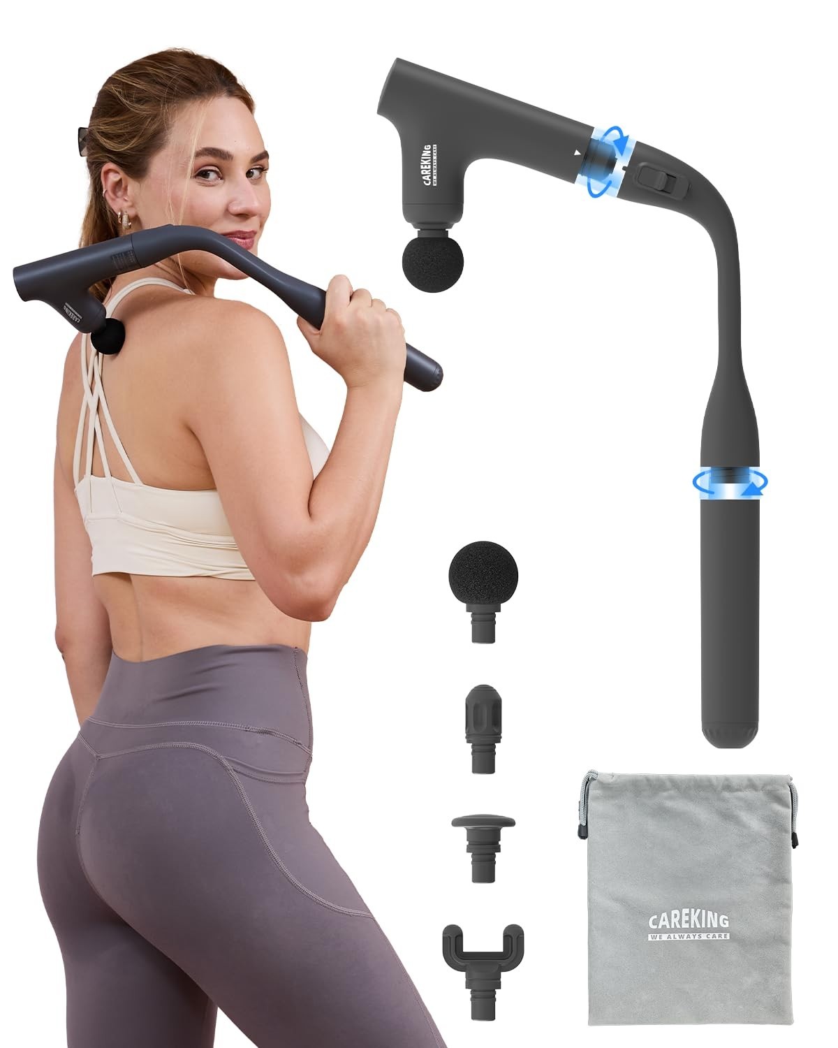 3-in-1 Portable Deep Tissue Massage Gun with Ergonomic Handle for Pain Relief –