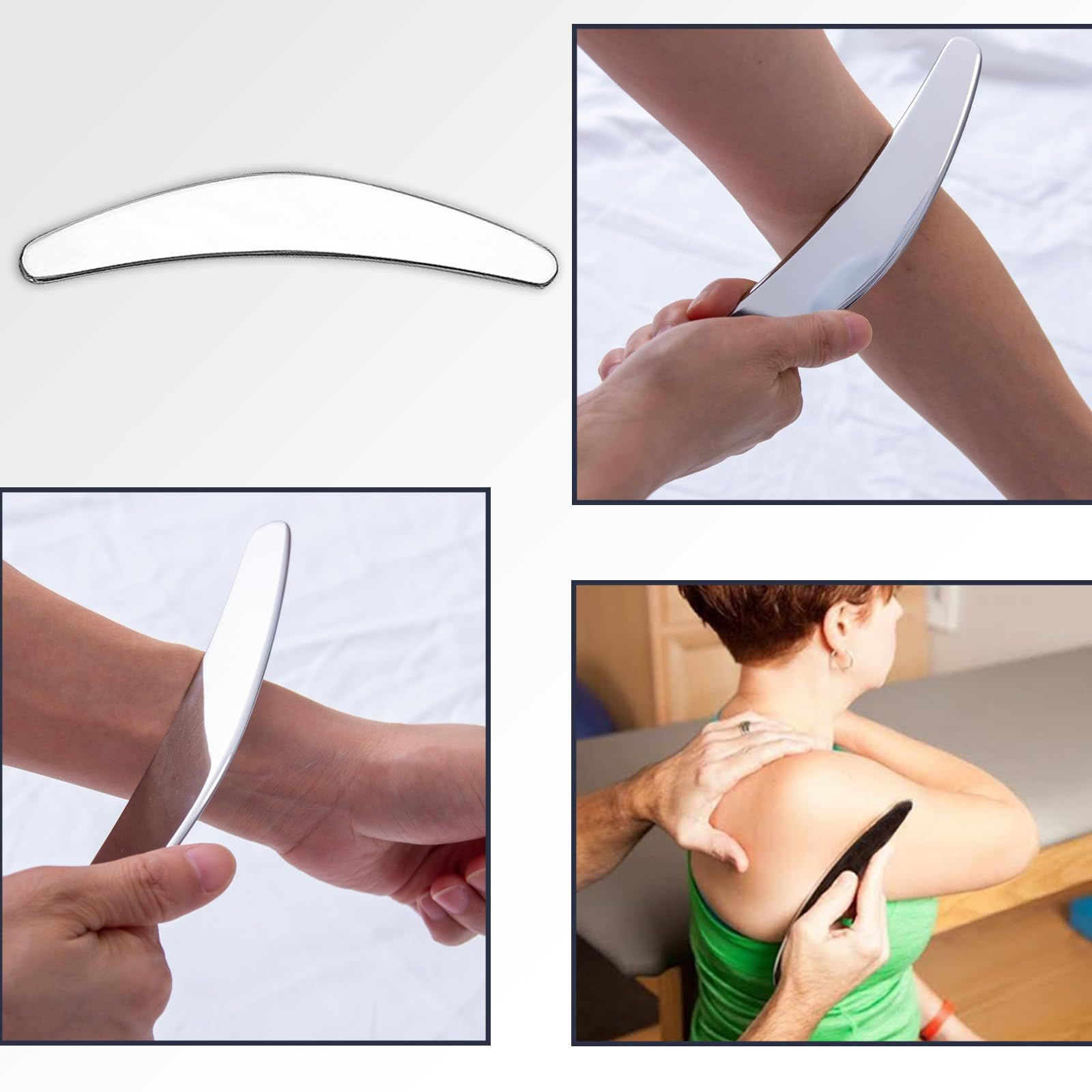 FeelFree Sport 3 in 1 Muscle Scraper Tool-Gua Sha Scraping Tool Silver