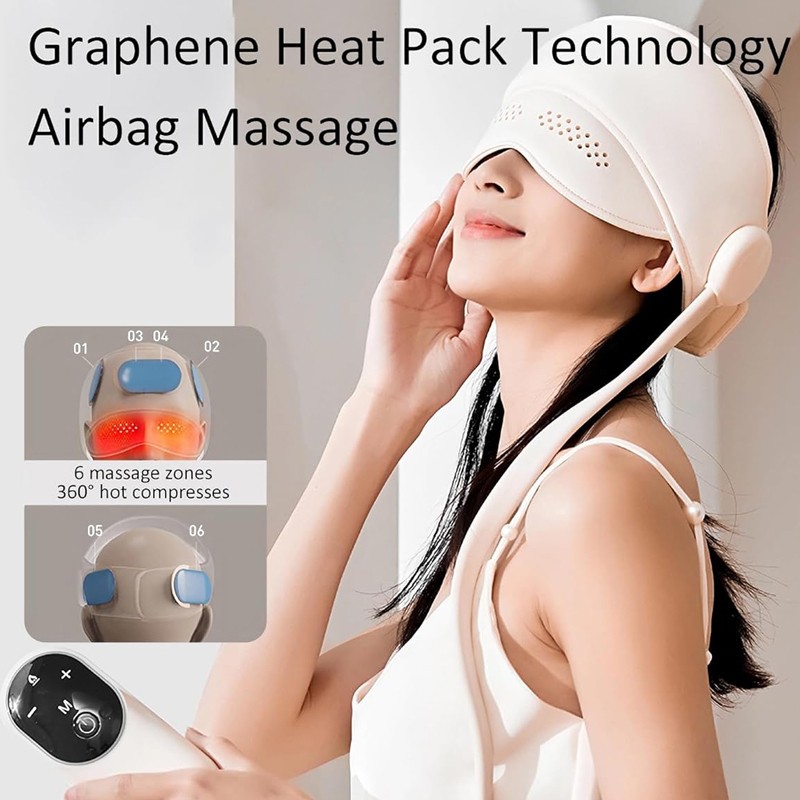 Electric Head Eye Massager 6 Airbag Heating Headache Massager Scalp Stress Relax
