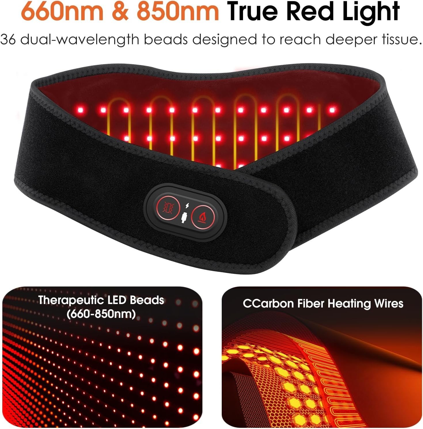 Cordless Neck Massager with Heat, Red Light Therapy for Neck, Neck Heating Pa…