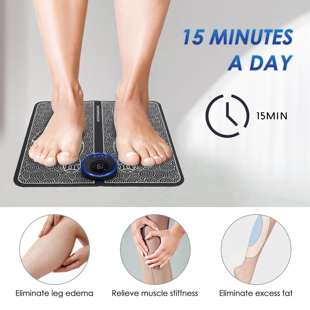 Electric Foot Massager with Remote Control, 8 Modes 19 Levels TENS Foot Pad