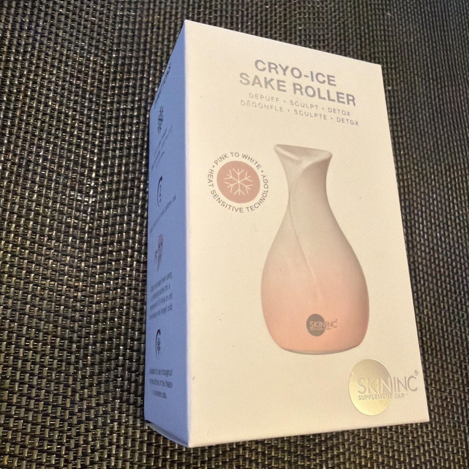 Skin Inc Cryo Ice Sake Roller – Depuff Sculpt Detox – Pink To White New Sealed