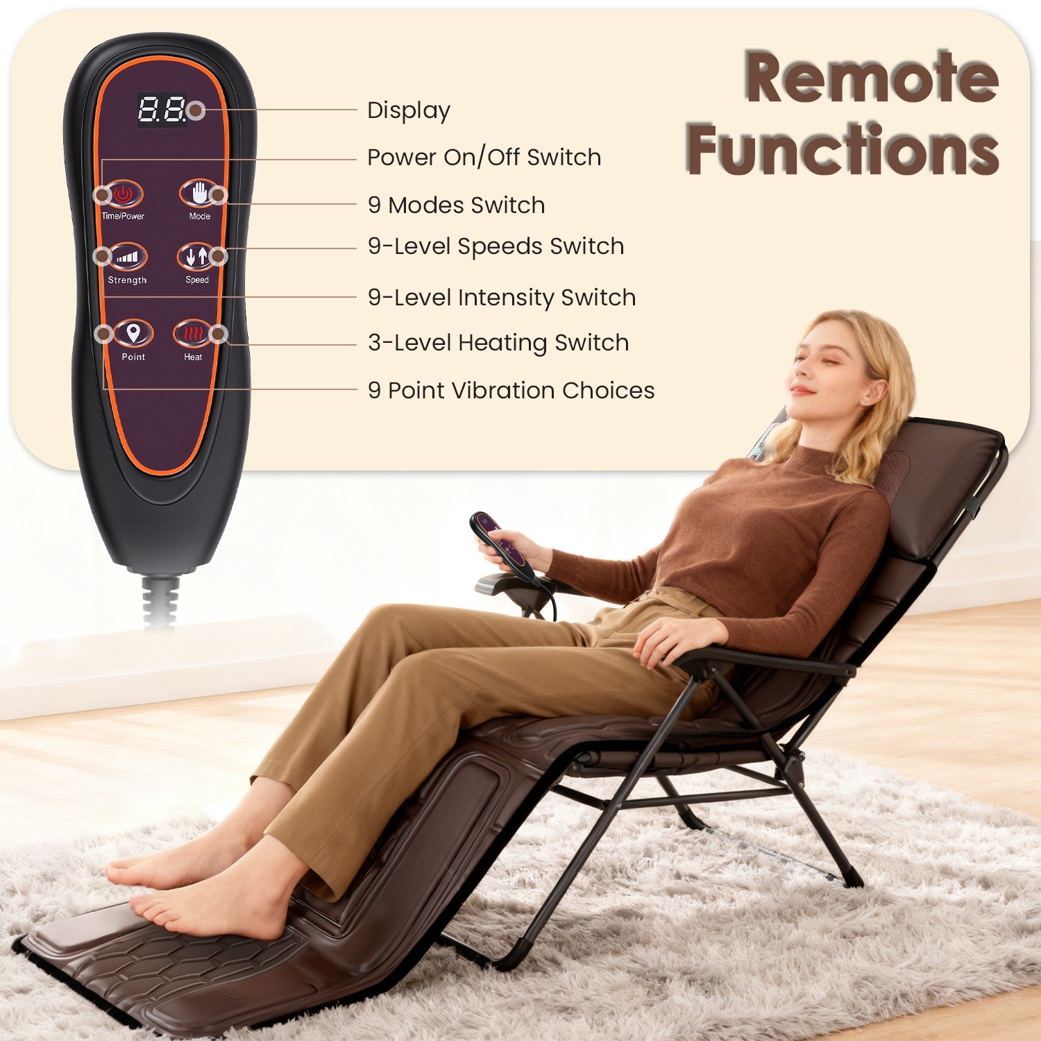 PU Leather Full Body Massage Mat Complete with Shiatsu for Reclining Chair