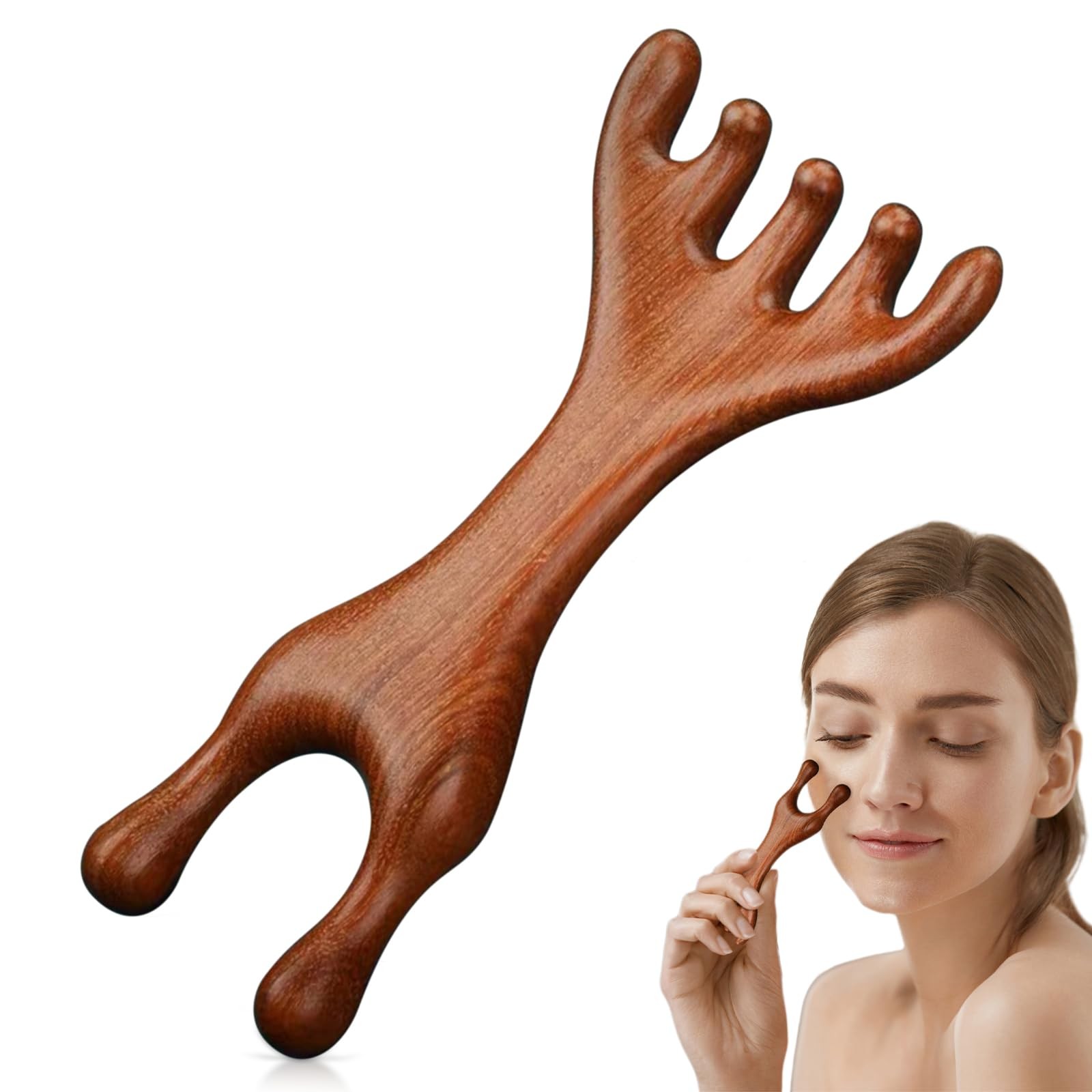 TECHPLUS Manual Scalp Massager – Sandalwood Massager Tool for Scalp, Eye, Fac…