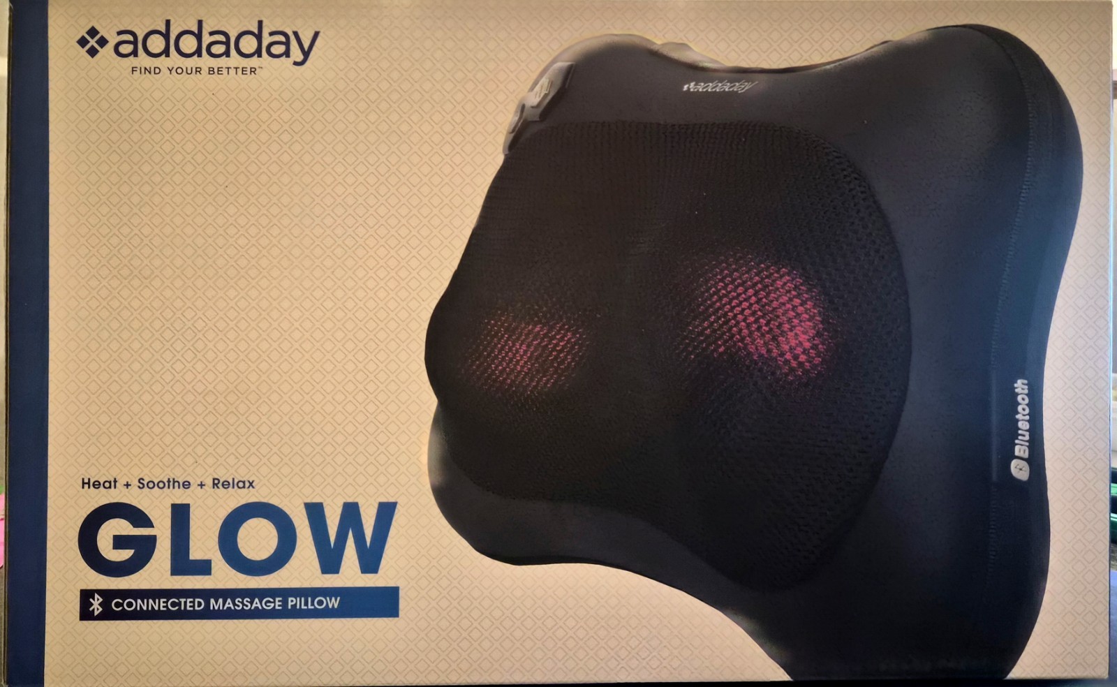 Addaday Glow Heat,Soothe + Relax Bluetooth Connected Massage Pillow